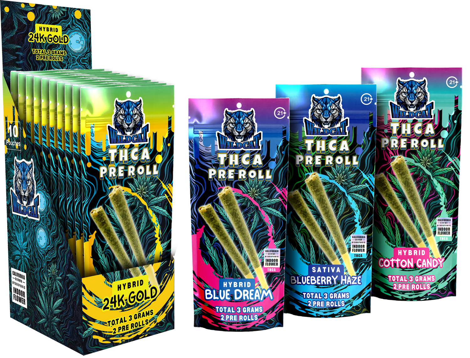 WILDCAT THCA PREROLL 3GM PER PACK