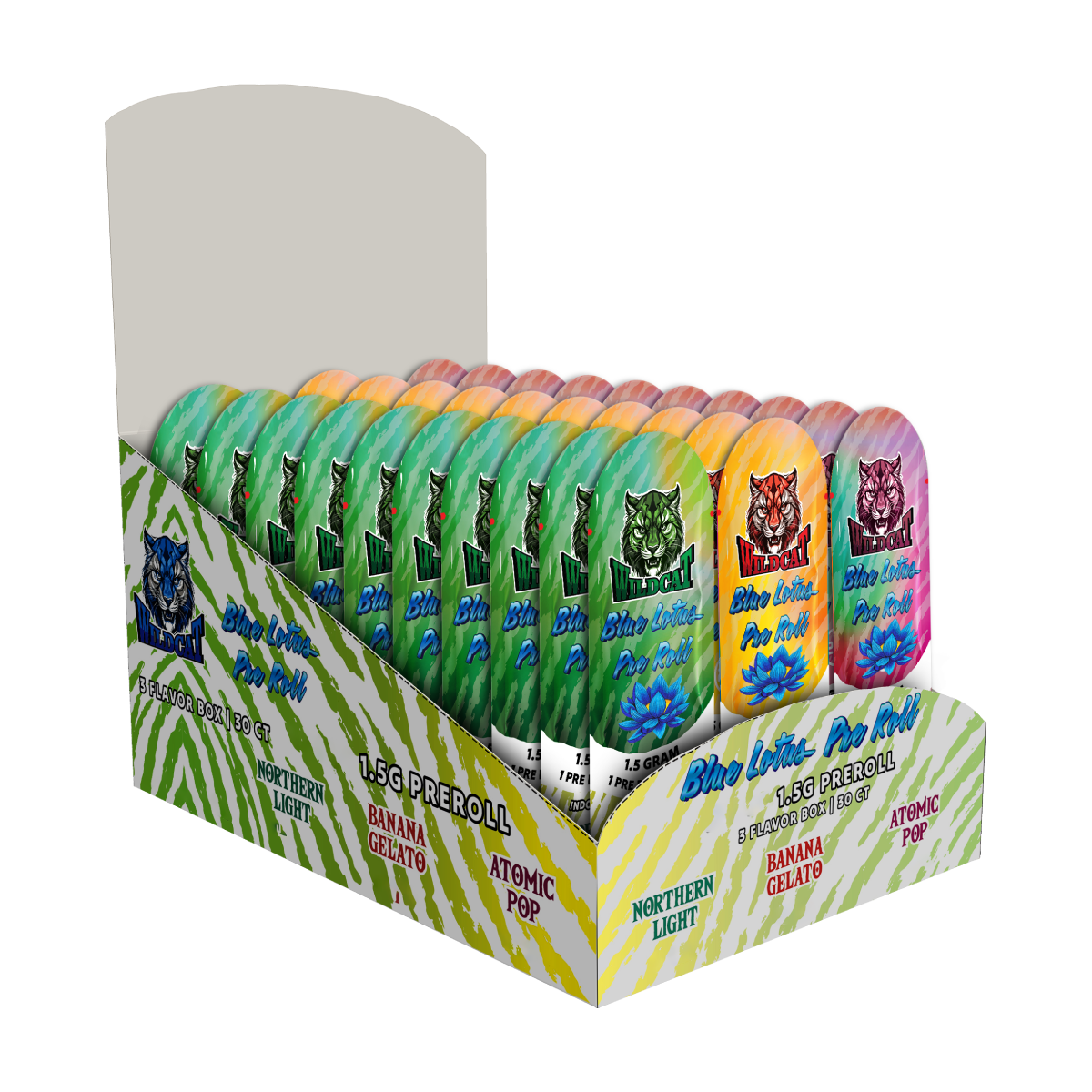 WILDCAT BLUE LOTUS  1.5GM PREROLL | 3 FLAVORS IN BOX |